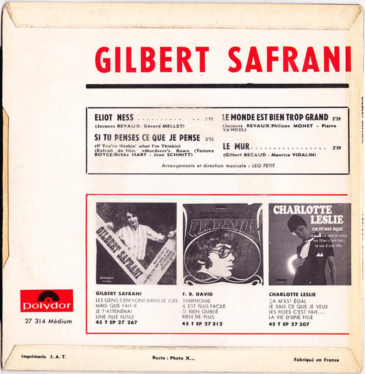 Gilbert Safrani : Eliot Ness (7", EP, Mono)