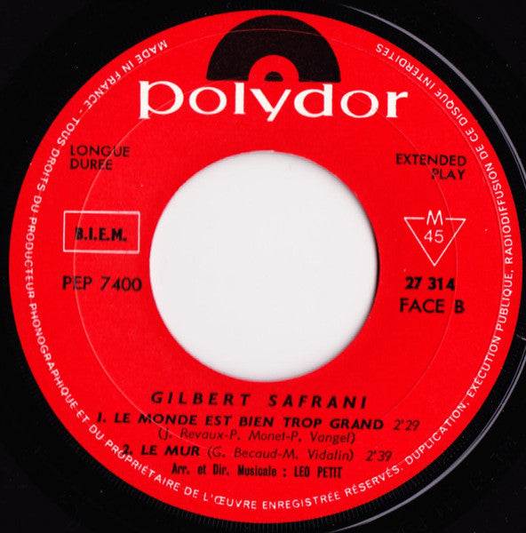 Gilbert Safrani : Eliot Ness (7", EP, Mono)