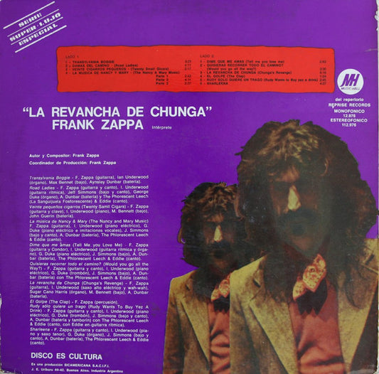 Frank Zappa : La Revancha De Chunga (LP, Album)