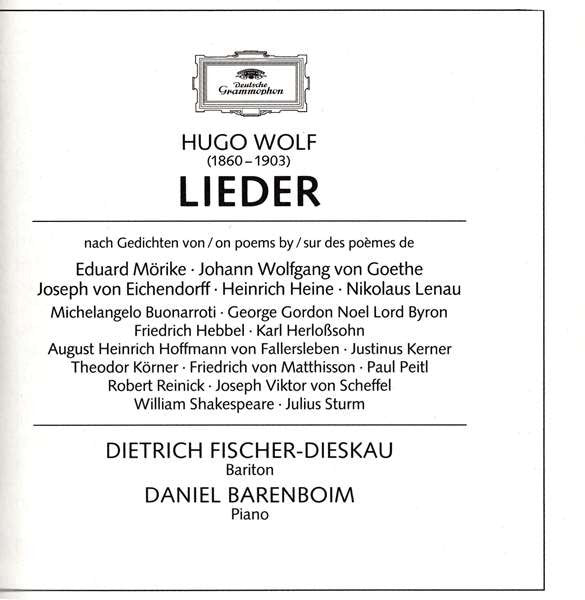 Hugo Wolf - Dietrich Fischer-Dieskau, Daniel Barenboim : Lieder (6xCD, Ltd, RM + Box, Comp)