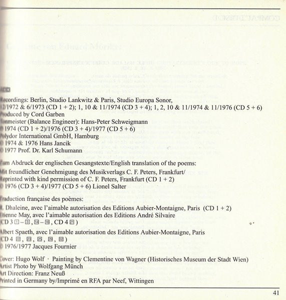 Hugo Wolf - Dietrich Fischer-Dieskau, Daniel Barenboim : Lieder (6xCD, Ltd, RM + Box, Comp)
