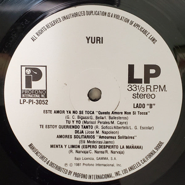 Yuri (3) : Llena De Dulzura (LP, Album)