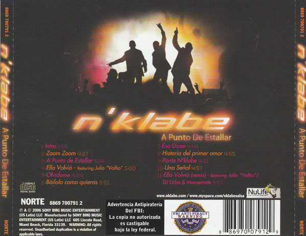 n'klabe : A Punto De Estallar (CD, Album)