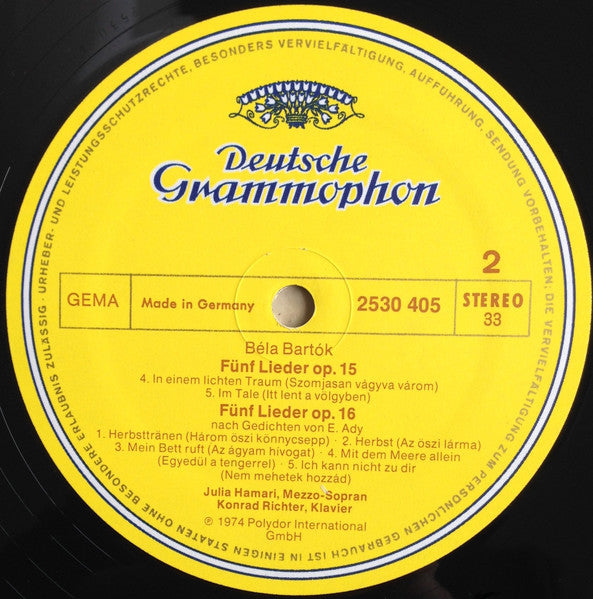 Béla Bartók, Julia Hamari, Konrad Richter : Dorfszenen = Village Scenes / Lieder Op. 15 & Op. 16 (LP)