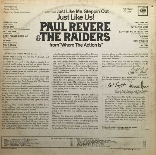 Paul Revere & The Raiders - Just Like Us vinyl record, LP (Mint (M)) | Lulo Records
