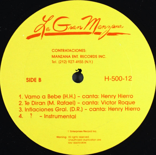 Victor Roque & Henry Hierro, La Gran Manzana : Manzanisate - Jugo De La Manzana (LP, Album)