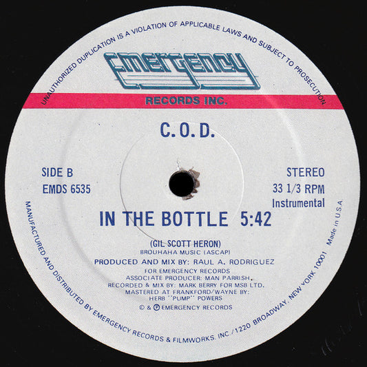 C.O.D. - In The Bottle vinyl record, 12" (Very Good Plus (VG+)) | Lulo Records