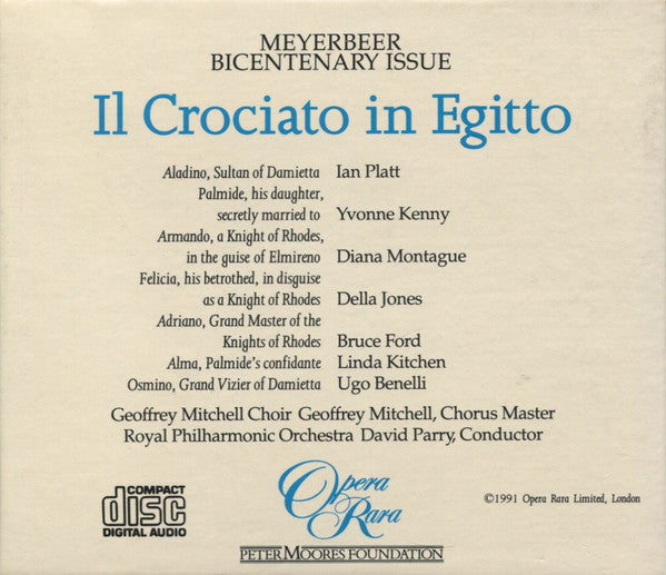 Giacomo Meyerbeer / Diana Montague, Yvonne Kenny, Della Jones, Bruce Ford, Ian Platt, Linda Kitchen, Ugo Benelli, Royal Philharmonic Orchestra, David Parry : Il Crociato In Egitto (4xCD, Album + Box)