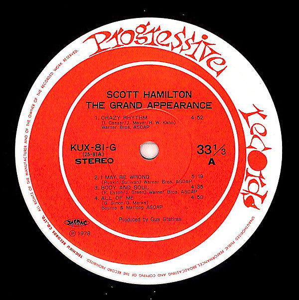 The Scott Hamilton Quartet : The Grand Appearance (LP, Album)