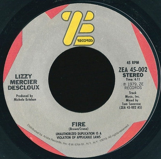 Lizzy Mercier Descloux : Fire / Mission Impossible (7", Single)