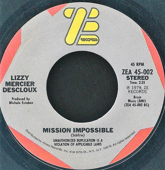 Lizzy Mercier Descloux : Fire / Mission Impossible (7", Single)