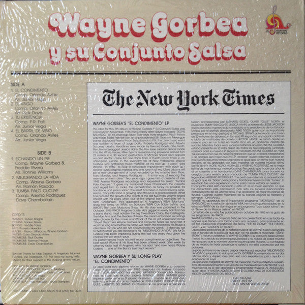 Wayne Gorbea Y Su Conjunto Salsa : El Condimento (LP, Album)