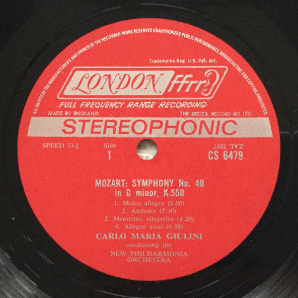 Wolfgang Amadeus Mozart - Carlo Maria Giulini, New Philharmonia Orchestra : Symphony No. 40 / Symphony No. 41 "Jupiter" (LP, Album, RE)