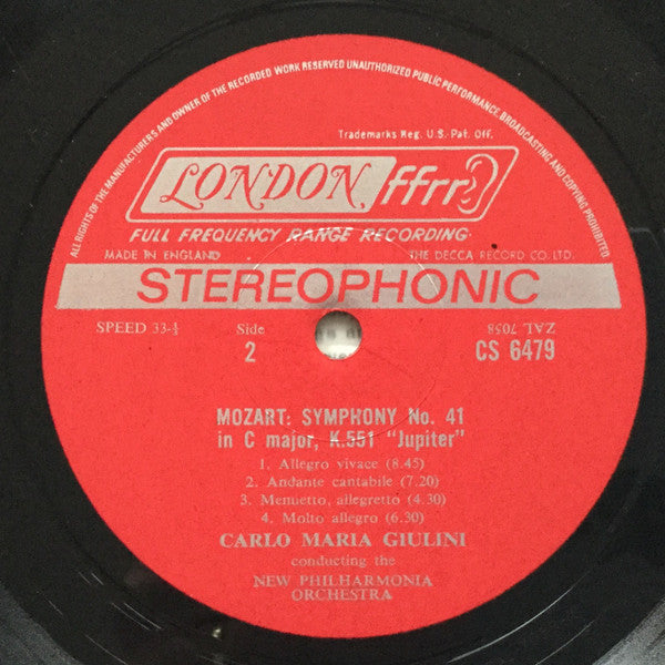 Wolfgang Amadeus Mozart - Carlo Maria Giulini, New Philharmonia Orchestra : Symphony No. 40 / Symphony No. 41 "Jupiter" (LP, Album, RE)