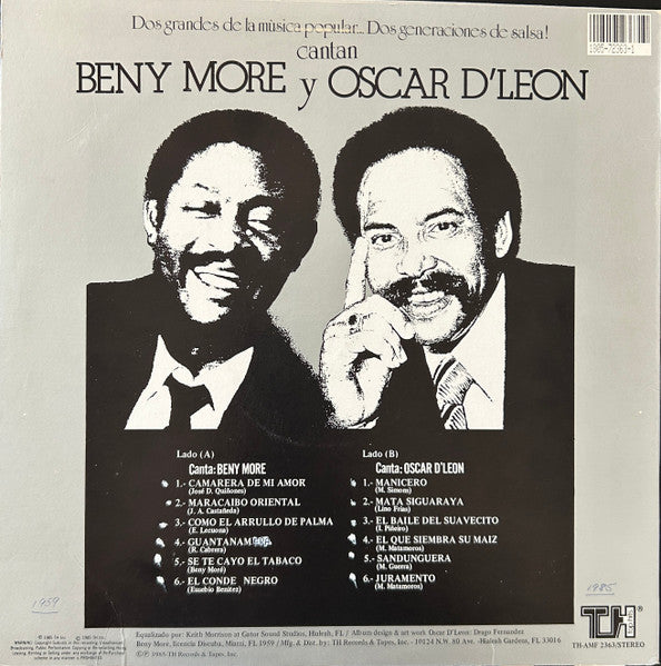 Beny Moré Y Oscar D' León : Dos Grandes De La Musica Popular (LP, Comp)