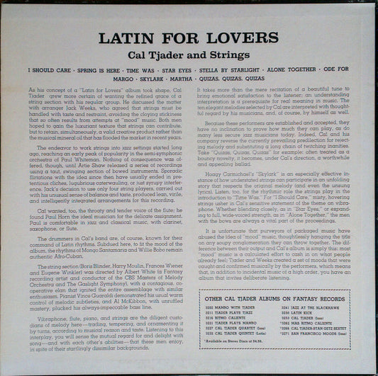 Cal Tjader : Latin For Lovers (LP, Album, RE)