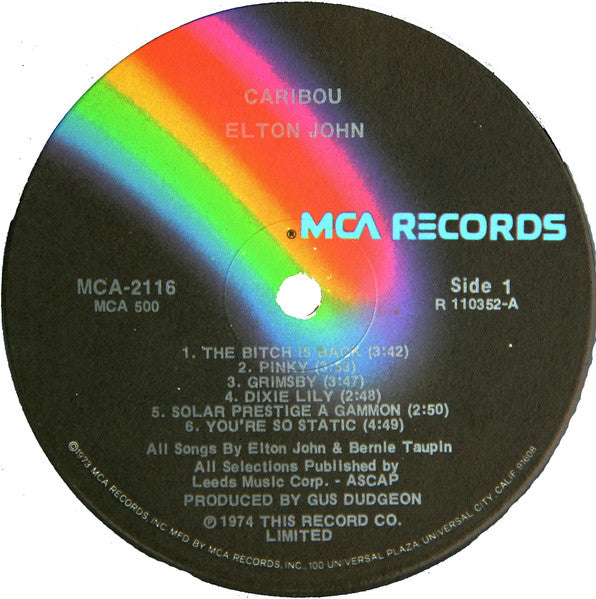 Elton John : Caribou (LP, Album, Club, RCA)
