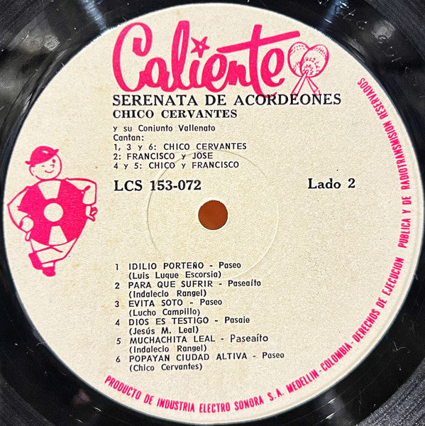 Chico Cervantes Y Sus Vallenatos : Serenata Vallenata (LP, Album)