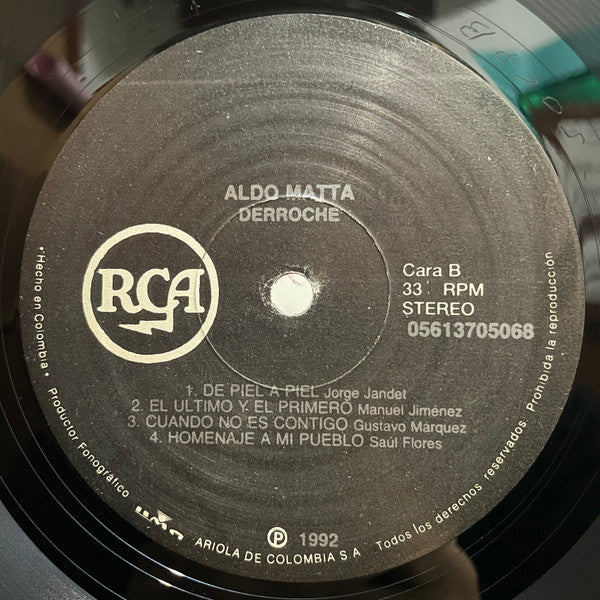 Aldo Matta : Derroche (LP, Album)