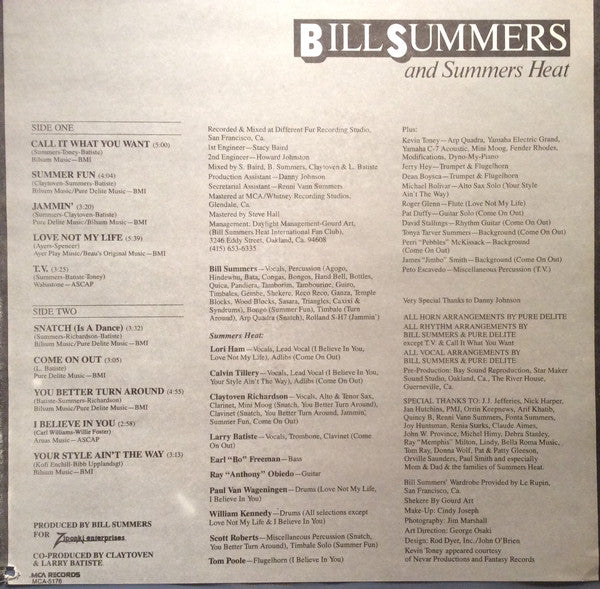 Bill Summers & Summers Heat : Call It What You Want (LP, Album)