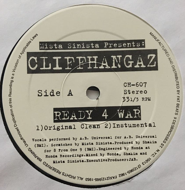 Cliffhangaz : Ready 4 War / Curry Chicken Head (12")