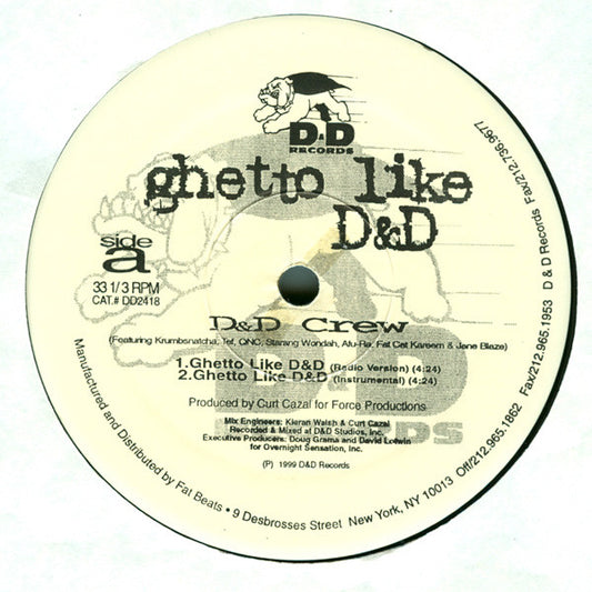 D & D Crew - Ghetto Like D&D vinyl record, 12" (Very Good Plus (VG+)) | Lulo Records