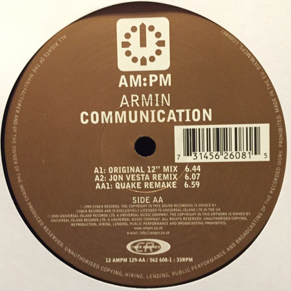 Armin van Buuren : Communication (12")