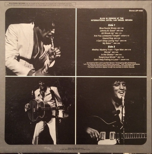 Elvis Presley : Elvis In Person At The International Hotel (LP, Album, RE, Bla)