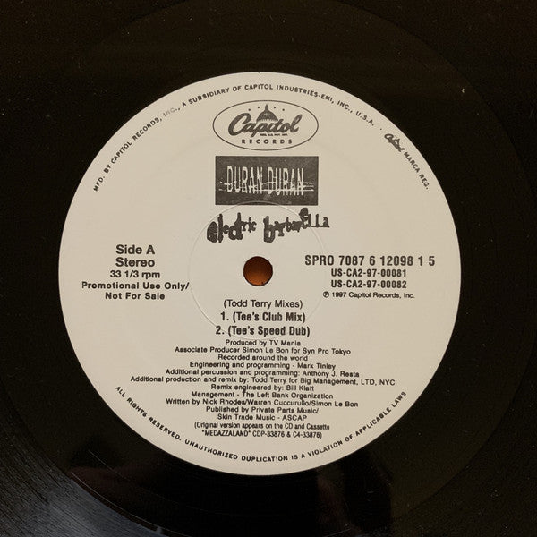 Duran Duran : Electric Barbarella (Todd Terry Mixes) (12", Promo)