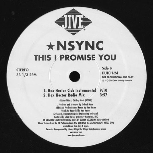 *NSYNC - This I Promise You (Hex Hector Remixes) vinyl record, 12" (Mint (M)) | Lulo Records