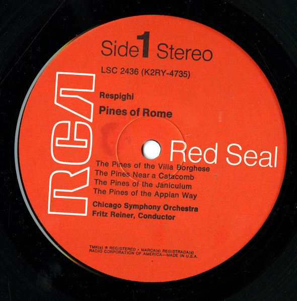 Ottorino Respighi, Fritz Reiner / Chicago Symphony Orchestra : Pines Of Rome / Fountains Of Rome (LP, RP)