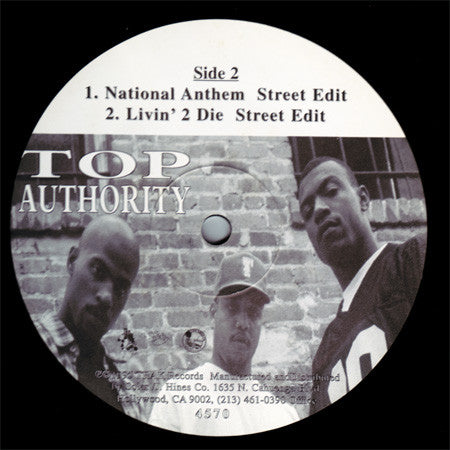 Top Authority - Livin' 2 Die / National Anthem vinyl record, 12" (Mint (M)) | Lulo Records