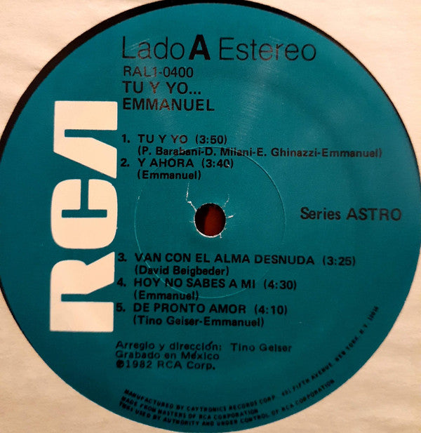 Emmanuel : Tú Y Yo... (LP, Album, Gat)