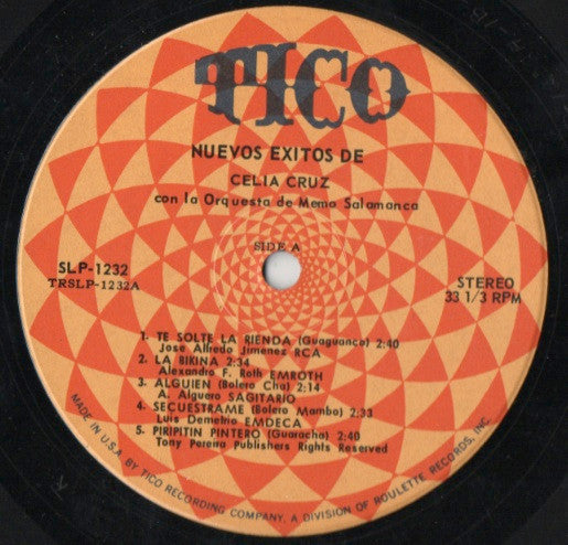 Celia Cruz : Nuevos Exitos De Celia Cruz (LP)
