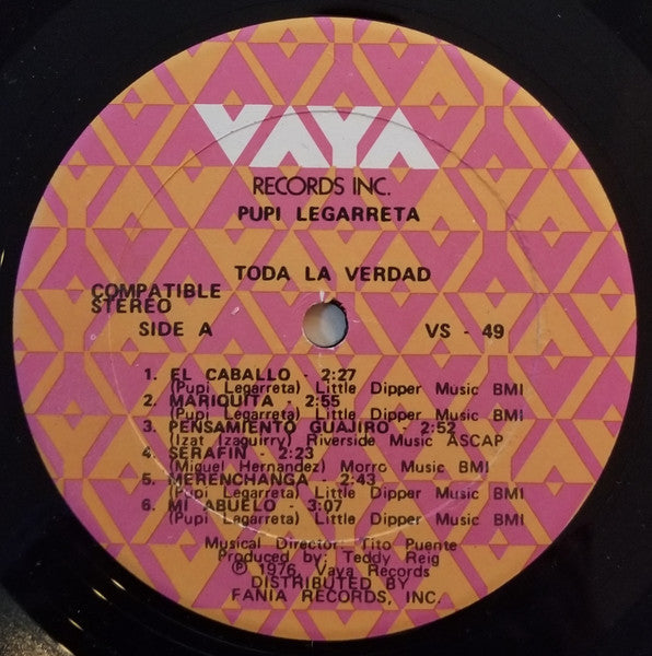 Pupi Y Su Charanga : Toda La Verdad (LP, Album, RE)