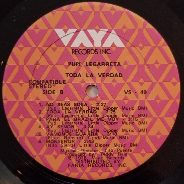 Pupi Y Su Charanga : Toda La Verdad (LP, Album, RE)