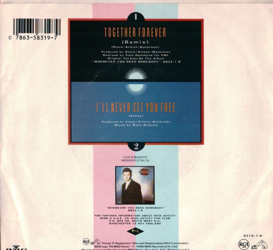 Rick Astley : Together Forever (7", Single)