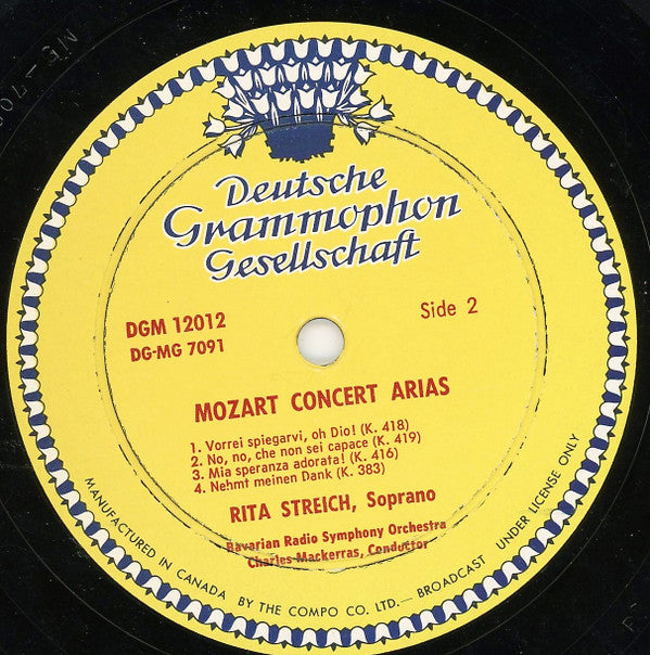 Wolfgang Amadeus Mozart, Rita Streich, Sir Charles Mackerras, Symphonie-Orchester Des Bayerischen Rundfunks : Mozart Concert Arias (LP, Album, Mono)