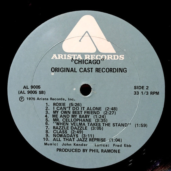 "Chicago" Original Broadway Cast, John Kander, Fred Ebb - Gwen Verdon, Chita Rivera, Jerry Orbach : Chicago (A Musical Vaudeville) (LP, Album, Pet)