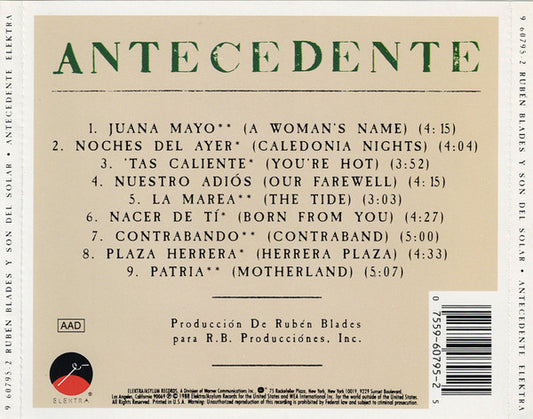 Ruben Blades Y Son Del Solar - Antecedente vinyl record, CD (Near Mint (NM or M-)) | Lulo Records