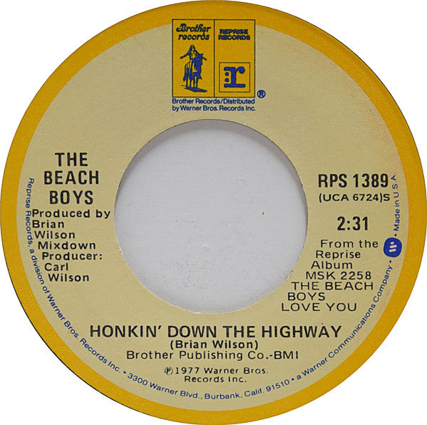 The Beach Boys : Honkin' Down The Highway (7", Single)