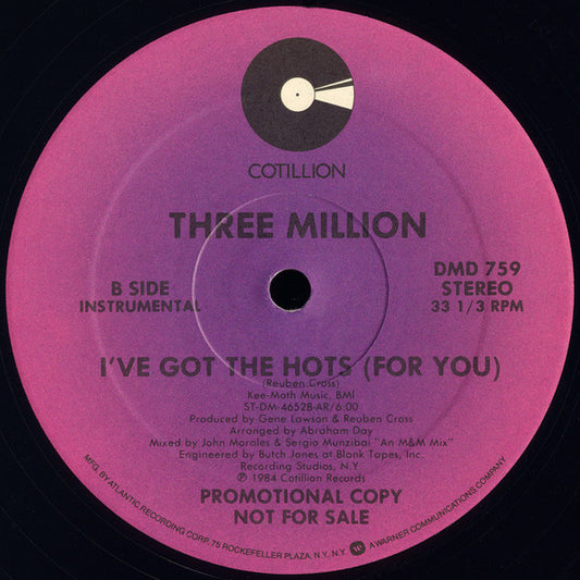 Three Million - I've Got The Hots (For You) vinyl record, 12" (Very Good Plus (VG+)) | Lulo Records