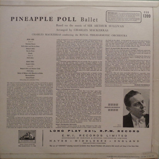 Sir Arthur Sullivan - Sir Charles Mackerras, Royal Philharmonic Orchestra : Pineapple Poll (LP, RE, RP)