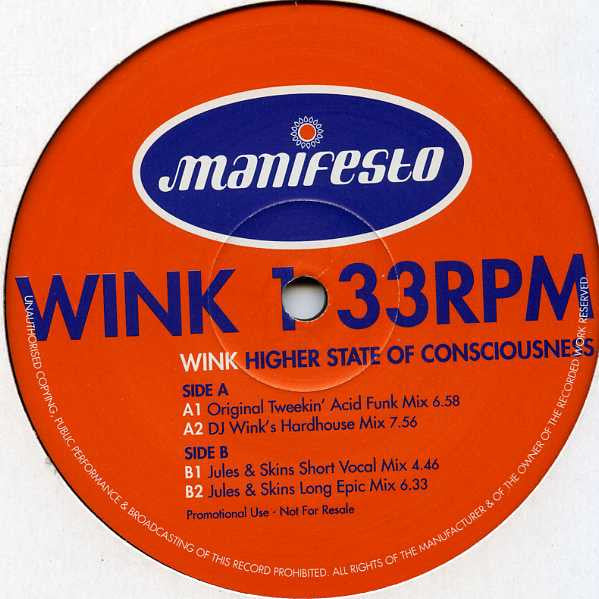 Josh Wink : Higher State Of Consciousness (12", Promo)