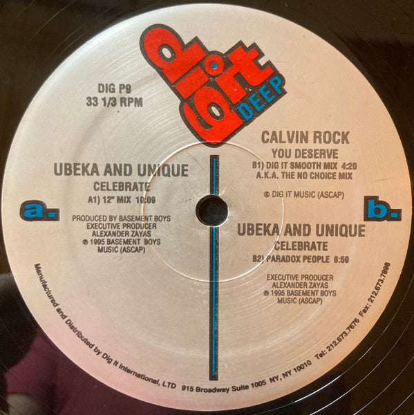 Ubeka And Unique / Calvin Rock : Celebrate / You Deserve (12", Promo)