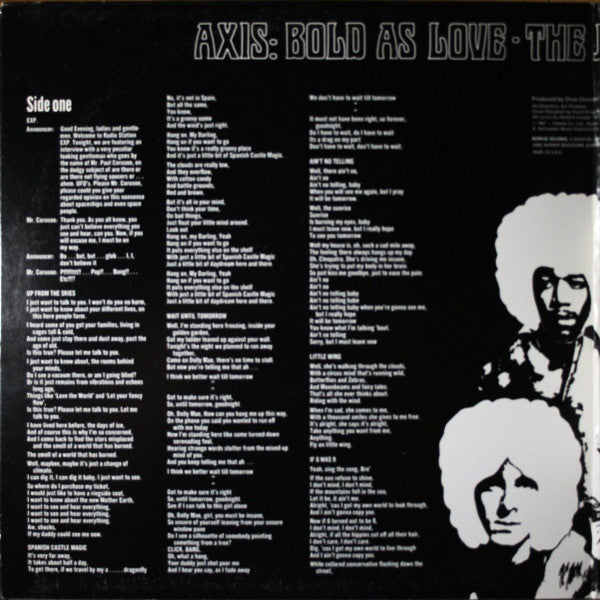 The Jimi Hendrix Experience : Axis: Bold As Love (LP, Album, RE)
