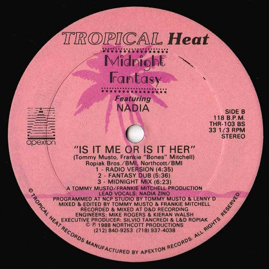 Midnight Fantasy Featuring Nadia Zino : Is It Me Or Is It Her? (12")