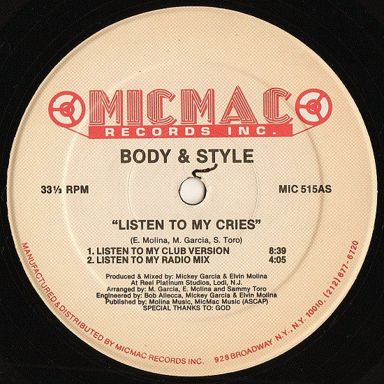 Body & Style : Listen To My Cries (12")