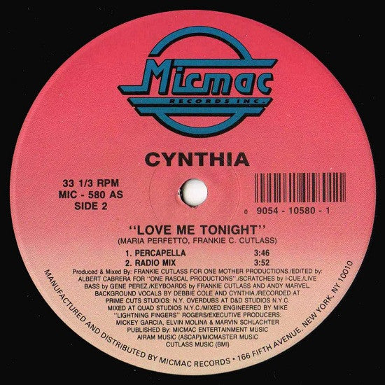 Cynthia : Love Me Tonight (12", Single)