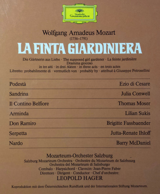Wolfgang Amadeus Mozart, Das Mozarteum Orchester Salzburg, Leopold Hager - La Finta Giardiniera vinyl record, 4xLP (Near Mint (NM or M-)) | Lulo Records